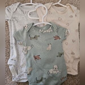Carter's Gray, Cream, and Green Baby One Pieces